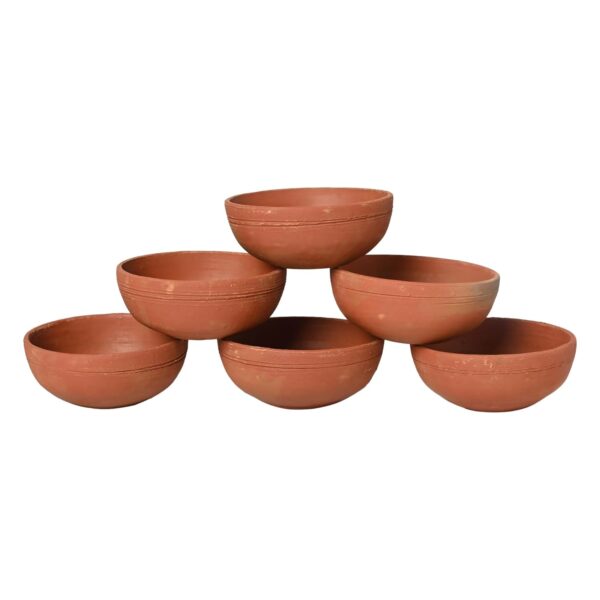 Handmade Terracotta Clay Serving Bowls Katori For Soup, Dal, Kadhi, Curry 250 Ml, Pack Of 6