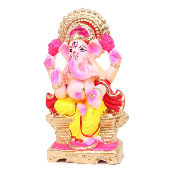 Eco Friendly Ganesha Idol, Ganpati Murti For Home Visarjan, Water Soluble Ganpati Idol 7.5 Inches, Mukut Ganesh Full Paint