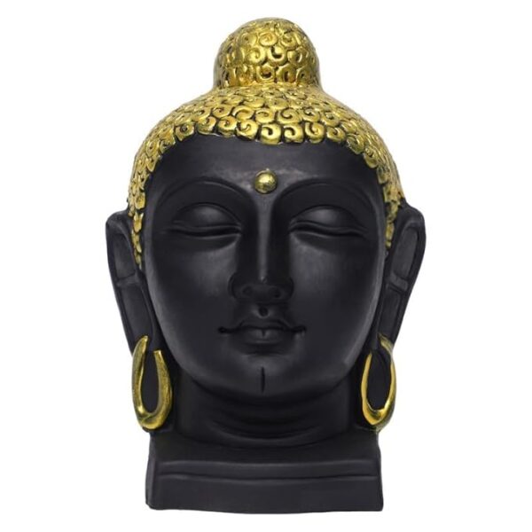 Resin Buddha Head Idol Statue Showpiece Decoration Items for Home Decor Mandir Temple Pooja Room Living Room Table Office Decorative Gifts Home Decor Table Decoratiove Items