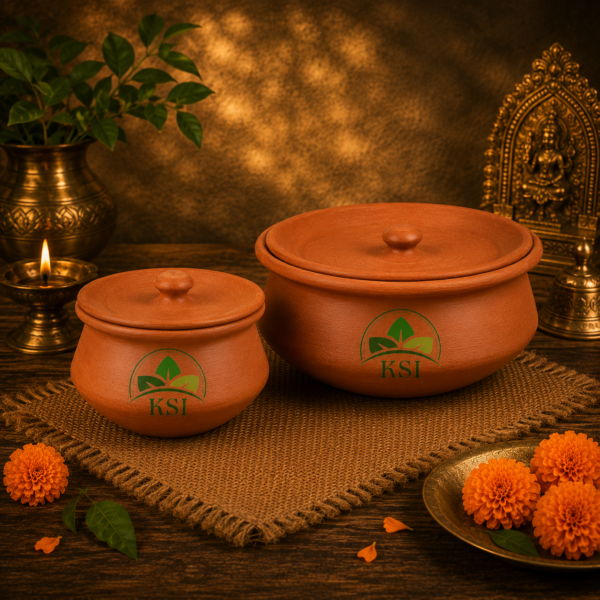 Unglazed Mud Clay Pot For Thick Curd Making Selfcooling Raw Clay Handi Natural Dahi Preserving Pot Traditional Indian Handcrafted Clay Pot For Curd Set Of 2 700Ml And 1.7L