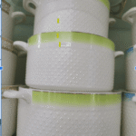 Ceramic Soup Set - HC-045-3# green color 3pcs pot set - YW04