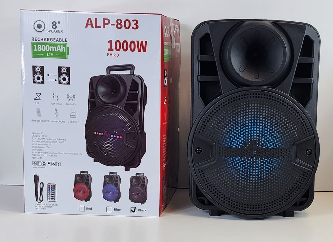 pFQo7un5dyHMUvd92w77QSbPE6owh4rllQTUt4TP (1) (1) ALP-803 speaker 8inch big party speakers with disco light - Bluetooth Wireless Speaker - Mem Card / USB - / Bluetooth / Wireless - 8 Inch Speaker - with Mich and Remote - Image 1