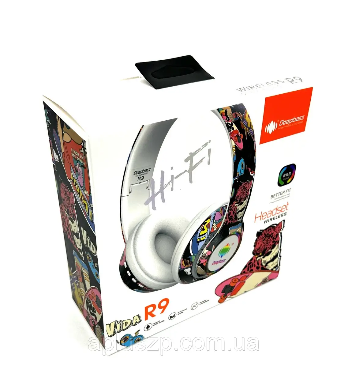 FuQ1u4MEfyCJaQ5vmfAFdakySMZfrU0utKlYn5xp Deepbass R9 RGB Bluetooth Headphones Wireless Stereo Headphone / Earphone / Earbud with Build-In Mic - Image 1
