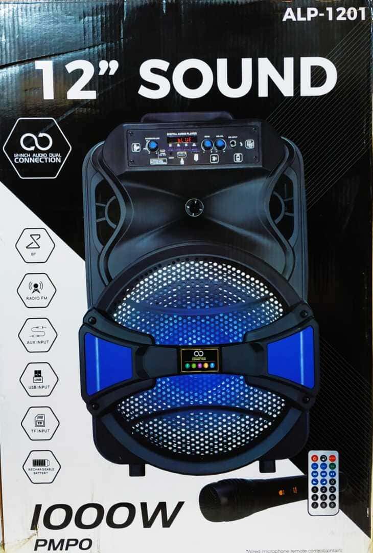 Pl8wGkukYN0BaegR7br5Xb8pmpyhvUITncLfg7zT (1) (1) ALP-1201 12 inch 10000W PMPO professional portable wireless Rechargeable speaker with Mic and Remote - Image 1
