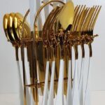 Kitchen Stainless Steel Cutlery Gold and white 24 PCS Set