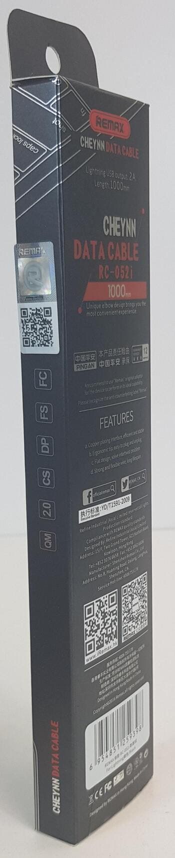 wL0sA4zBQsTsM8OSdtqJpNNXsgb5jbxc5RAMAuWC (1) Reemax CHEYNN RC-052i Lightning USB Data Transmission / Charging Cable 2A 1m - Image 1